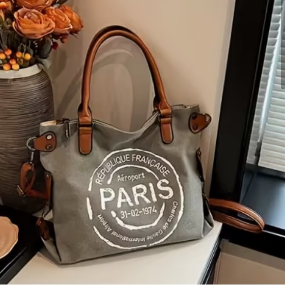 Handbags - NEW Paris Canvas Tote Bag